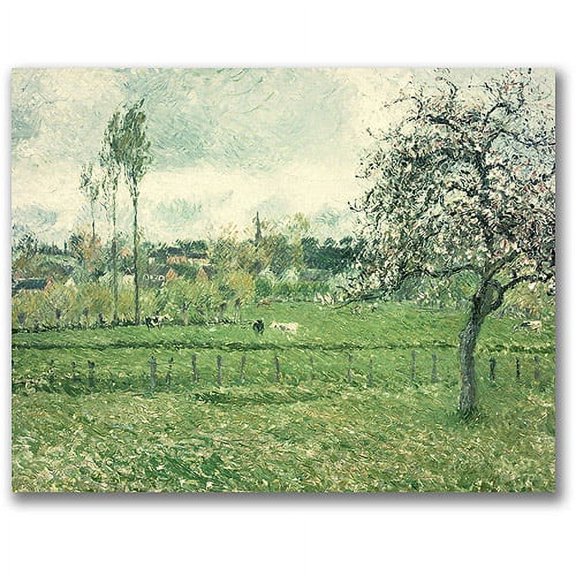 Trademark Fine Art "Meadow at Eragny, 1885" Canvas Wall Art by Camille Pissaro