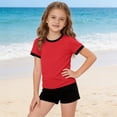 thumbnail image 5 of CPNG Girls and Boys Sweatsuit Set Kids Summer Short Sleeve Athletic T Shirt Tops and Shorts 2 Piece Set(Red,12-13 Years), 5 of 7