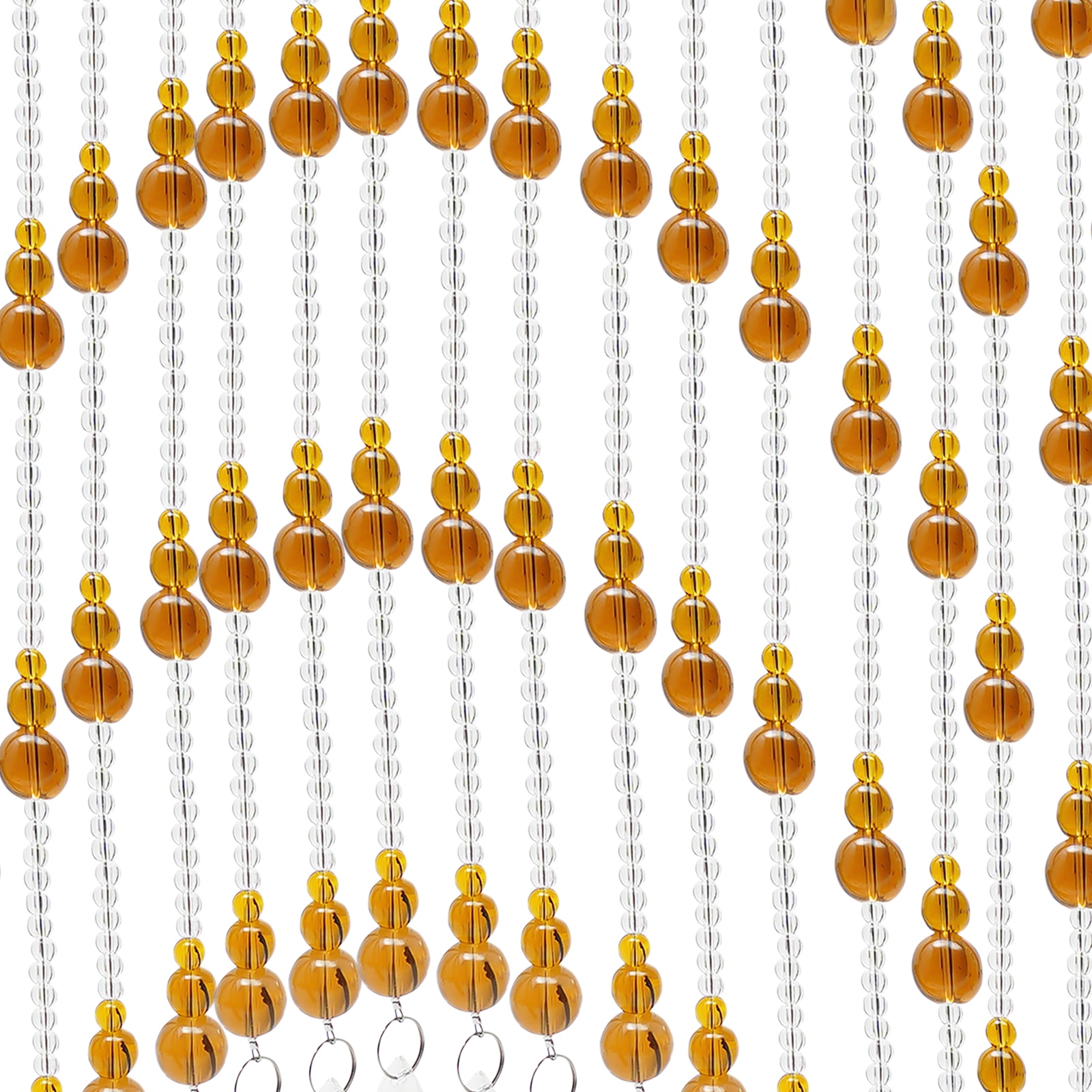 23.6" High Clear Crystal Door Beads Beaded Curtains for Doorways Windows Arched w/ Adhesive Hook Amber