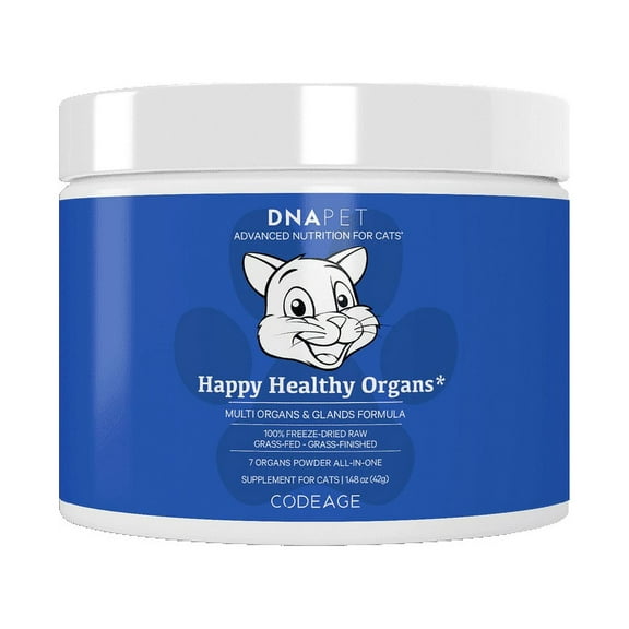 DNA PET Happy Healthy Organs & Glands Supplement for Cats, Multi Organ Powder Cat Vitamins, 1.48 oz