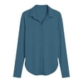 thumbnail image 4 of Sheghy Women's Tops Women's solid color casual long-sleeved sun protection shirt with collar Blue M, 4 of 5