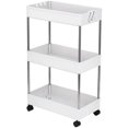thumbnail image 2 of 3-Tier Storage Cart, Bathroom Rolling Utility Cart, Storage Organizer Shelf Rack, Mobile Shelving with 3 Storage Baskets for Kitchen, Living Room, Bathroom, Laundry Room, 2 of 4