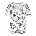 thumbnail image 4 of Olyvenn Sexy Cold Sholuder Tops for Women Casual V Neck Cute Blouse Boho Floral Print Short Sleeve Shirts Ladies Tunic Tshirt Multicolor M, 4 of 6