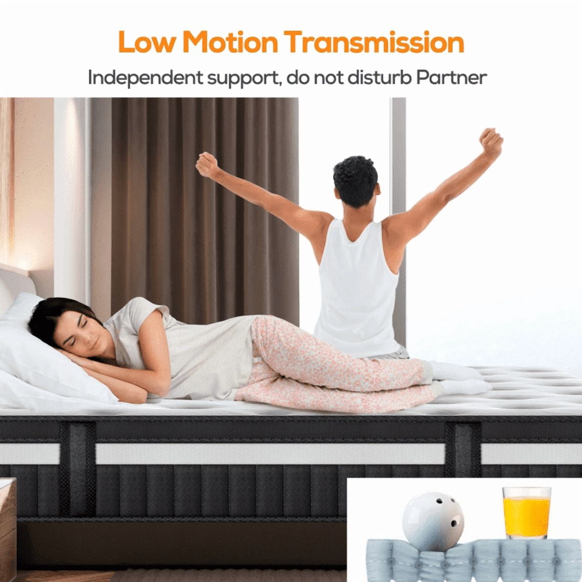 14 Inch King Size Memory Foam Mattress, Fiberglass Free, Medium Firm Feel, Zoned Pressure Relief, Certified Safe Foams & Fabric, Mattress in A Box