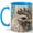 Blue, variant on Jeweled Rooster Coffee Mug, Farm Bird Mug, Ceramic 11 oz