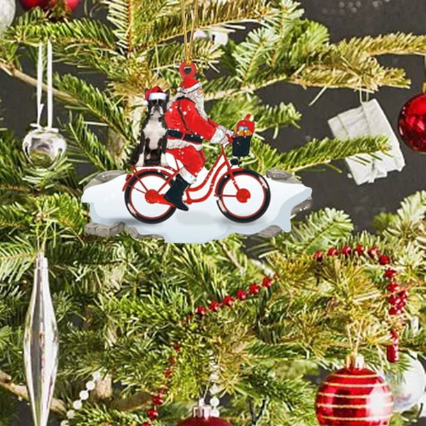 Colgante Navideño de Papá Noel con Forma de Cachorro de Acrílico, para Árbol de Navidad, para Colgar En Bicicleta.