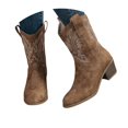 thumbnail image 3 of YLYL Women's Mid Calf Western Boots Pointed Toe Embroidery Stitched Heel Pull on Tabs Boots, 3 of 8