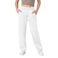 thumbnail image 2 of Sweatpants For Women Trendy Elastic Waist Cinch Bottom Lounge Pant Lightweight Baggy Joggers With Pocket 27" 28" 29" Inseam White XL, 2 of 6