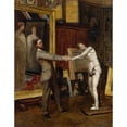 thumbnail image 2 of John Ferguson Weir 19x24 Gold Ornate Framed and Double Matted Museum Art Print Titled - His Favorite&nbsp;Model (ca.&nbsp;1885), 2 of 4