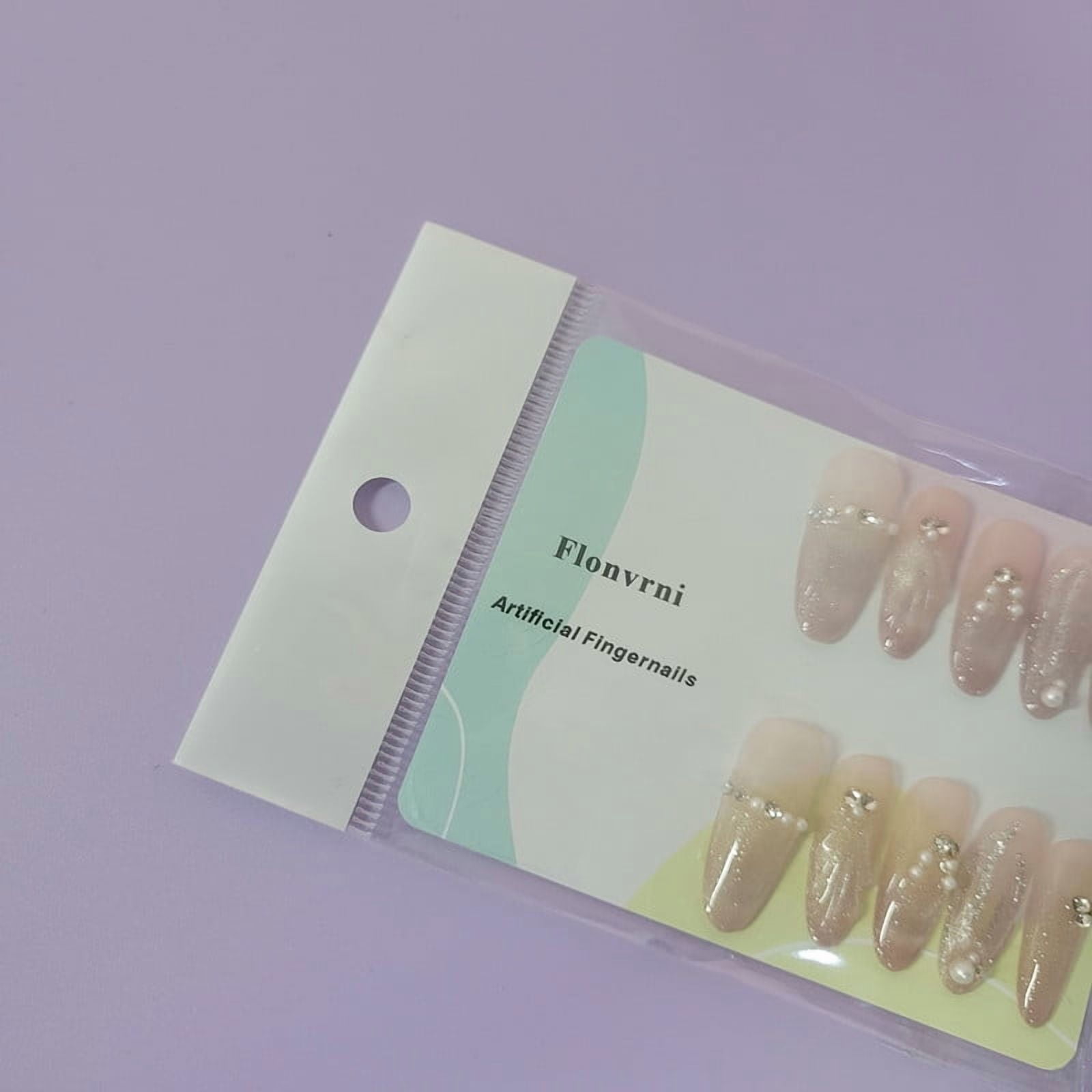 Flonvrni Artificial fingernails Nude Rhinestone Pearl Nail Stickers, Gradient Glitter Nail Art, Reusable