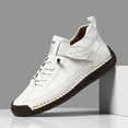 thumbnail image 4 of AUDeals Womens Handmade Casual Leather Sneakers Non Slip Ankle Loafers Outdoor Walking Shoes (White, 6.5), 4 of 5