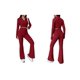 thumbnail image 3 of Conjunto de Dos Piezas para Mujer, Pantalón Corto de Larga con Cremallera y Pantalones, Chándal Sexy y Ajustado para Estar en Casa. Vino Tinto L, 3 of 6