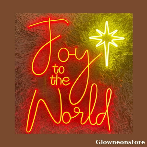 Glowneon Joy To The World Neon Sign, Joy To The World Led Sign, Merry Christmas LED