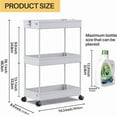 thumbnail image 6 of LLMRR 3 Tier Rolling Storage Cart, Bathroom Storage Cart with Lockable Wheels, Storage Organizer, Mobile Shelving Unit Cart for Bathroom, Laundry Room, Kitchen and Office, Gray, 6 of 7