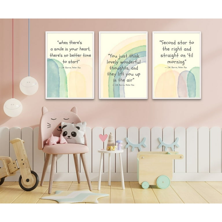 Pastel Rainbow Art Set. Heart Art Print. Nursery Decor. Girls Room
