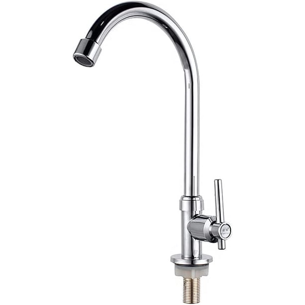 Grifo de cocina monomando, grifo mezclador de cocina de acero inoxidable, grifo de fregadero de arco alto, grifo de fregadero giratorio de 360°, para fregaderos de cocina (sin agua caliente)