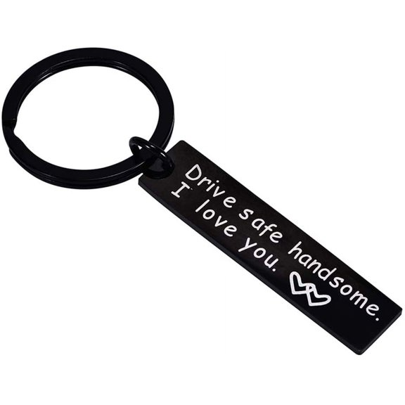 1 Pack Drive Safe I Love You Keychain for Boyfriend, Girlfriend, Brothers, Sisters Keychain, Husband Wife Christmas Valentine's Day Gift, Black
