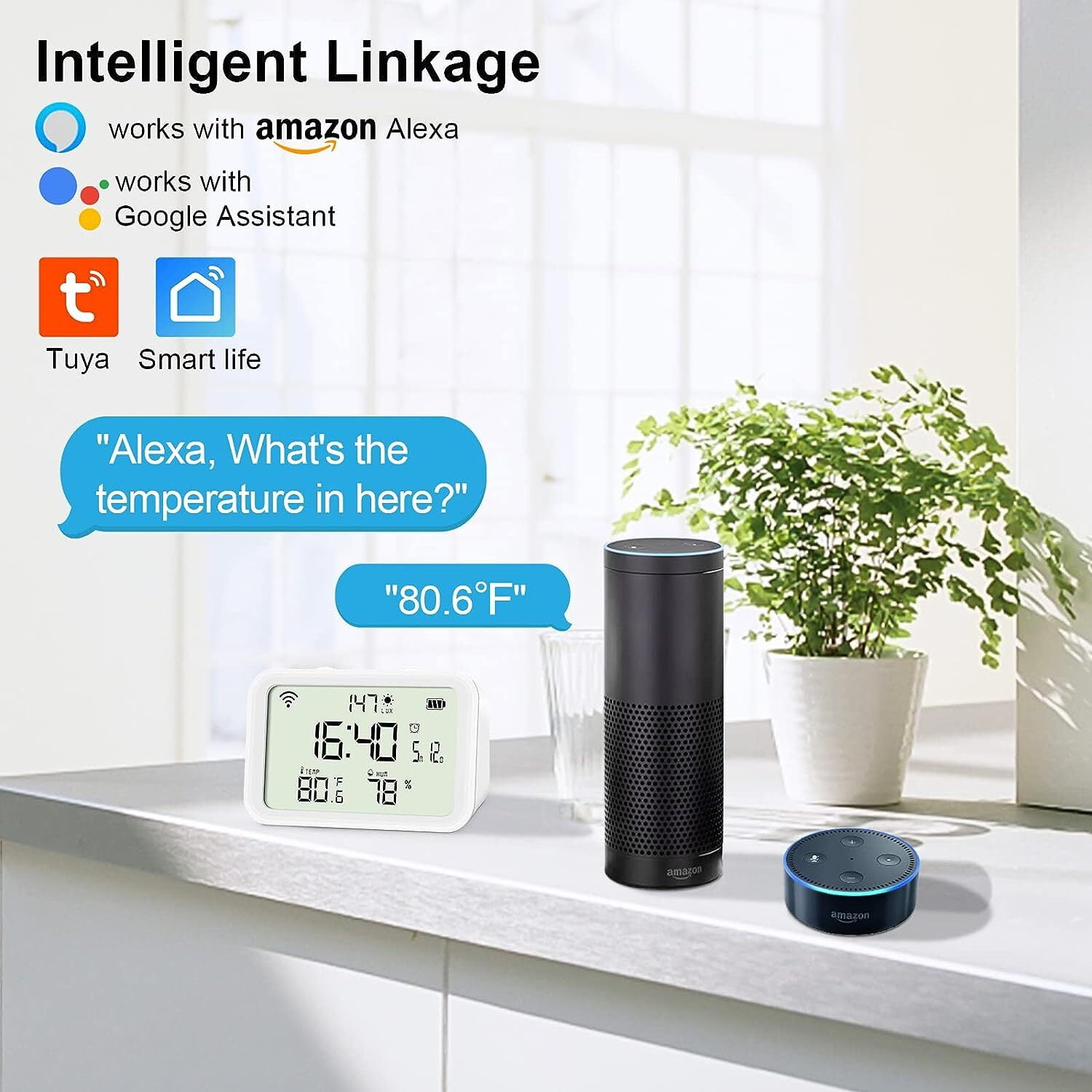 WiFi Thermometer Hygrometer Monitor, Indoor Temperature Humidity Sensor with Electronic Display, App Alert, Digital Remote Monitor