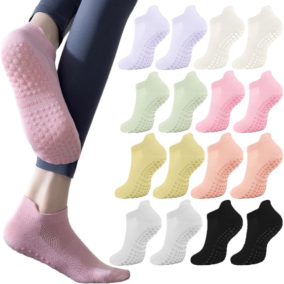 8 Pairs Long Yoga Socks with Grip for Women Anti Skid Gripper Socks No Slip Socks for Pilates, Barre, Dance,Yoga