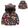 thumbnail image 4 of Little Girls Coat Kids Winter Hooded Cartoon Cute Prints Zipper Windproof Warm Thick Jacket Outwear for Girl Size 5-6T, 4 of 6
