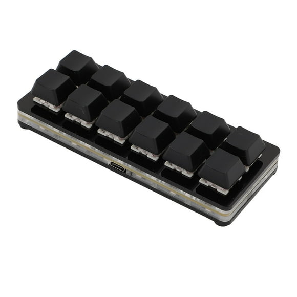 Programmable Macro Keyboard, 12 Key USB Type C Wired Gaming Keyboard, Hot Swappable Red Switch Custom One Handed Mechanical Keyboard for Gaming Office