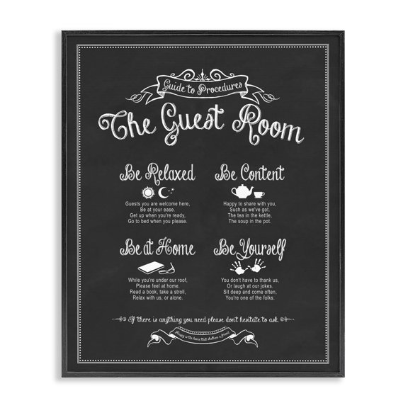 Stupell Industries Eclectic The Guest Room Guide Black Framed Giclee Art, 11 x 14, by Lettered and Lined