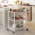 thumbnail image 4 of Dycanpo Foldable Outdoor Grill Cart, Movable 3 Tiers Grill Table,Stainless Steel, 33.8'', White, 4 of 12