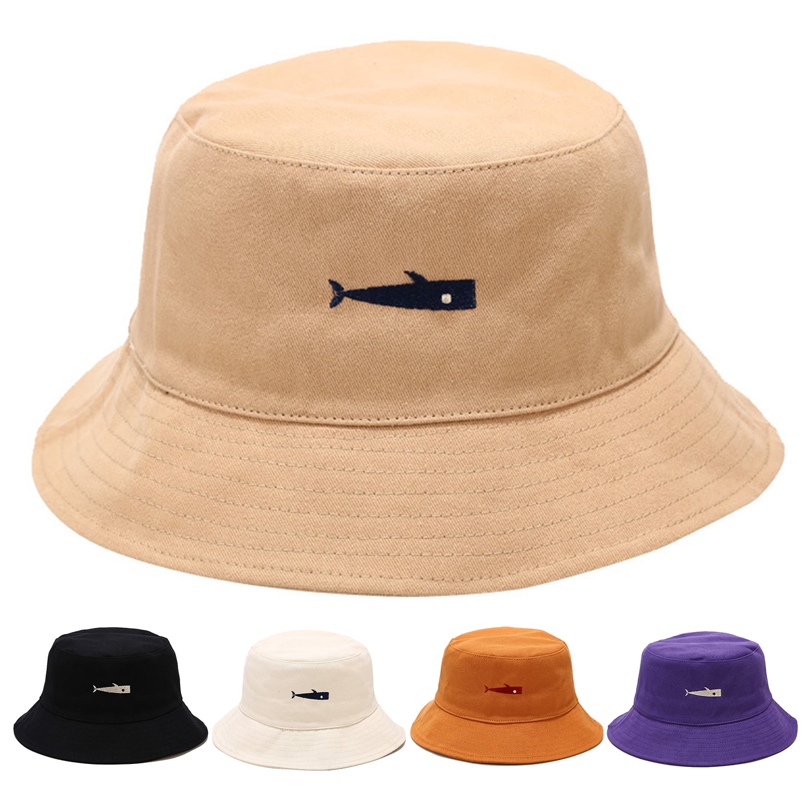 Fish Embroidery Bucket Hats 