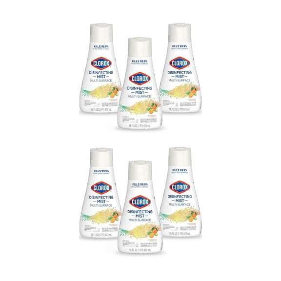 Clorox Disinfectant Mist Refills, Multi-Surface Spray, Lemongrass Mandarin, 16 fl oz, 6 Pack