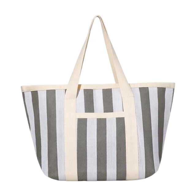 Bolso tote a rayas, bolso de mano elegante para la oficina, bolso de hombro para mujer, bolso de playa Gris