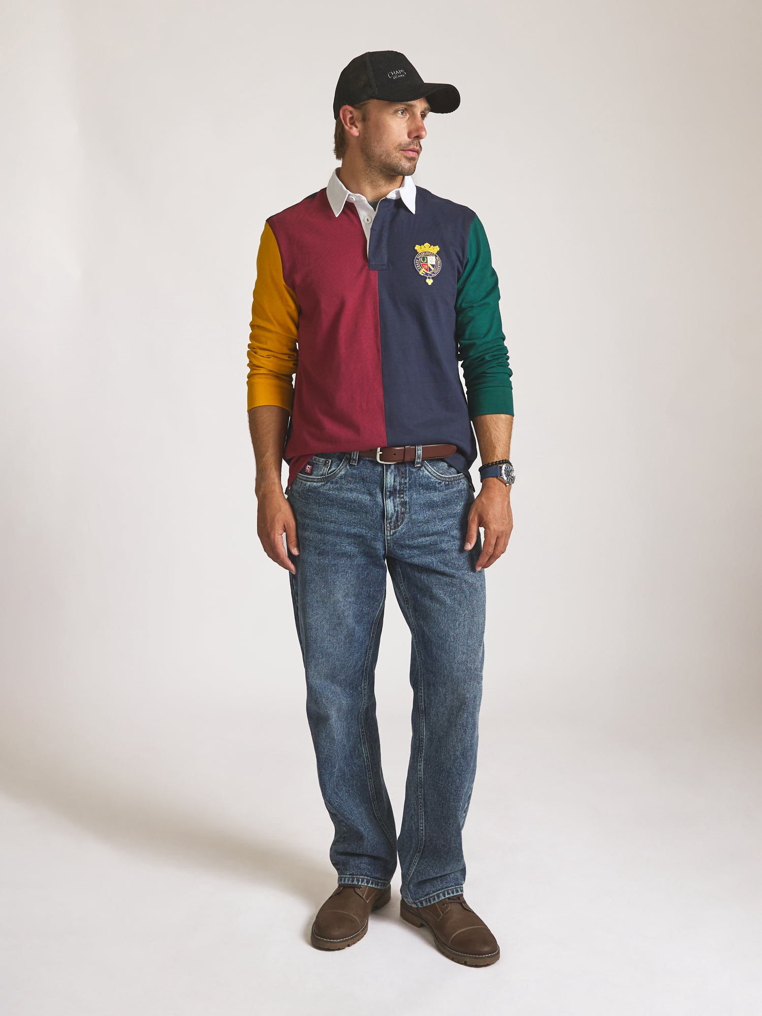 Chaps Men’s and Big Men’s Heritage Colorblocked Rugby Shirt, Sizes S–2XL