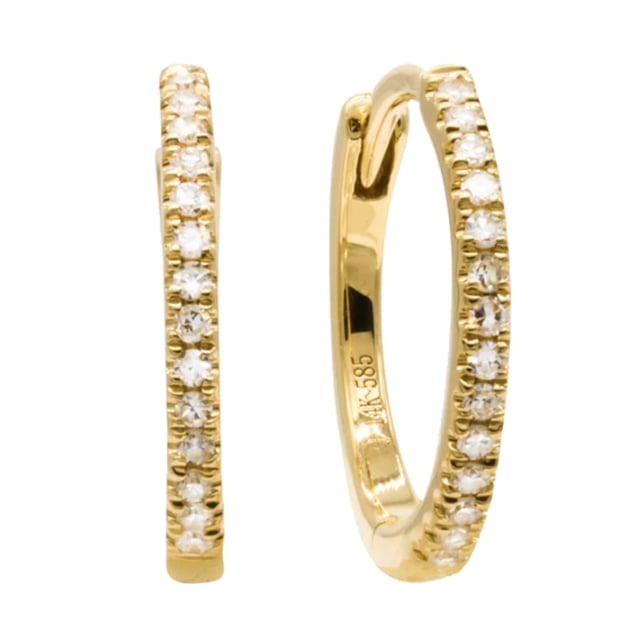 Aretes Huggies TIMESQUARE 11632DWE4YXA1M Oro Amarillo 14K con Diamantes