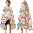 thumbnail image 3 of Pink Mushroom Cartoon Light Pattern Hooded Bath Towel，60"x35" for Ages 3 To 12 Kids, Quick Dry Lightweight Soft Microfiber Hood Beach Towel Cover Up for Kids, 3 of 7
