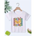 thumbnail image 2 of Camiseta de manga corta con estampado de pajarita y lápiz para niña de primer grado - Top informal de verano en morado vibrante con letras coloridas, tela de microfibra suave, cuello redondo, lavable, 2 of 7