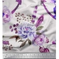 thumbnail image 1 of Soimoi Purple Polyester Crepe Fabric Anchor Hook & Rose Flower Fabric Prints by Yard 42 Inch Wide, 1 of 1