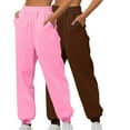 thumbnail image 3 of QATAINLAV Baggy Sweat Pants for Women 2 Pack Cinch Bottom Jogger Pants Basic Solid Color Lounge Trousers Casual Elastic Waist Sweatpants with Pockets Coffee L, 3 of 7