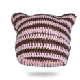 thumbnail image 2 of Ljudmp Womens Mens Crochet Chunky Cable Knit Beanie Cute Cat Ear Brimless Hat Winter Stretch Thick Casual Striped Knit Skull Cap Pink, 2 of 8