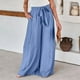 thumbnail image 3 of Pantalones Anchos Pantalones largos informales de pierna ancha con cordones para mujer, pantalones largos de verano a la moda (azul XL) Ygjytge para Mujer Azul T M, 3 of 7