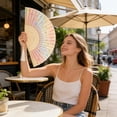 thumbnail image 4 of SIYTUAU Traditional Bamboo Frame Folding Fan With Paper Surface And Butterfly Pattern For Photography Prop And Home Decor 8.27 Inches, 4 of 7