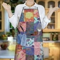 thumbnail image 6 of Colorful Pioneer Flower Patchwork Apron-Garden Aprons for Women with Pockets-Cotton Linen Waterproof Kitchen Cooking Gardening Aprons Adjustable for Kitchen,Cooking,BBQ and Salon 33x27 Inch, 6 of 7