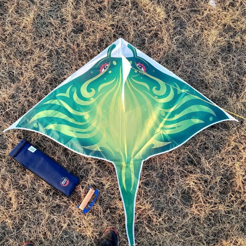 Kite Handle Includ Devil Fish Kite for Kids Adults,Delta Kite Single Line Large 