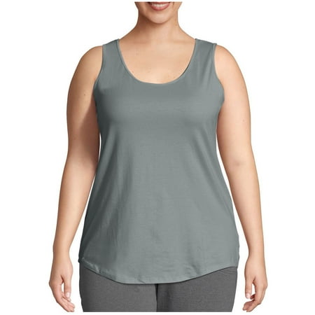 Summer Plus Size Tops For Women Causal Solid Color Loose Sleeveless Crew Neck Pullover Blouse Oversized Women Tank Top Under $8 Gray XXL