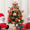 thumbnail image 6 of Tabletop Christmas Tree with Lights, Mini Artificial Christmas Tree, Christmas Party Decoration for Desktop Window Walkway Indoor Home, Red Plastic Table top Tree with LED Lights and Berries, 6 of 7