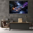 thumbnail image 5 of Mudket Waterfall with Candles and Purple Flowers Canvas Wall Art, Framed Print, Ready to Hang Wall Decor for Living Room Bedroom, Fantasy Nature Artwork - 12"L x 8"W, 5 of 10