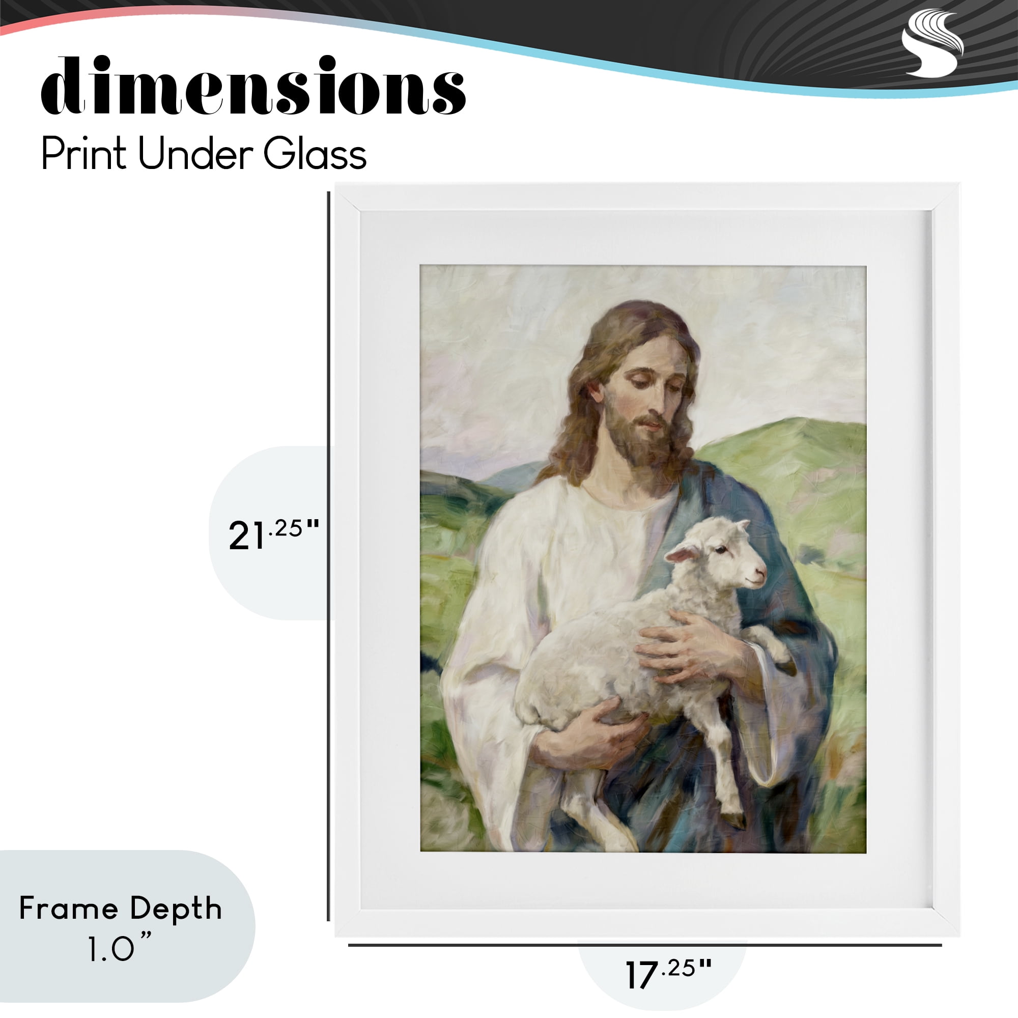 Stupell Industries Little Lamb & Spiritual Figure White Framed Print Under Glass, design by Kim Allen