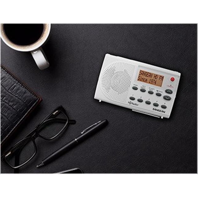 Sangean SG-108 Radio Stéréo de Poche HD AM & FM, Blanc & Gris