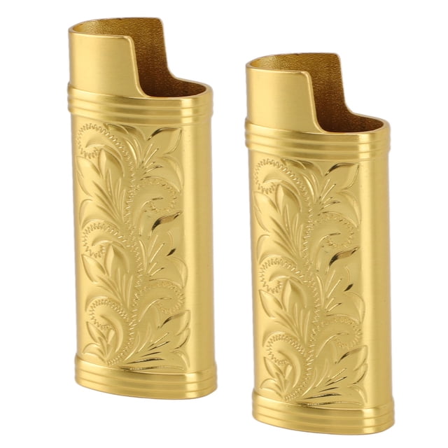 2 Pcs Étuis Rétro pour Briquets, Étuis de Protection en Alliage de Zinc à Gravure Florale 3D, Pochettes Portables pour Briquets pour Camping en Plein Air Randonnée Cadeau