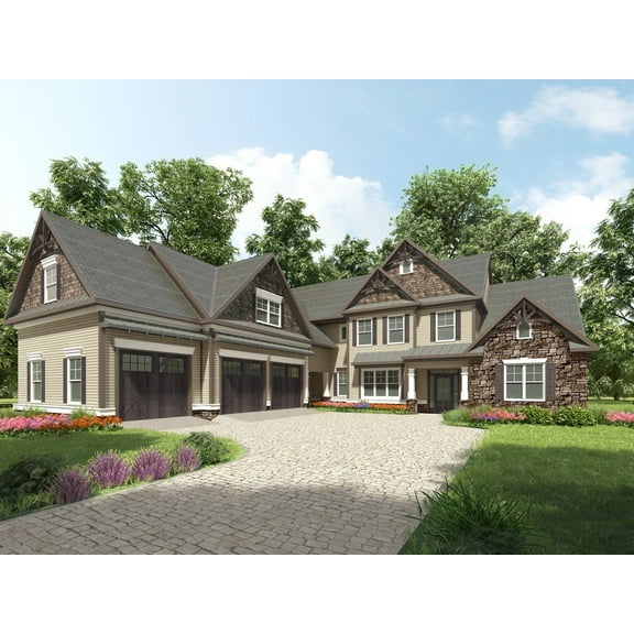 638-3569: Traditional Craftsman 5 Bed, 4 Bath Luxury Home Plan, 3569 Sq Ft: Full Blueprints with License to Build by Home Plan Marketplace - Lesuto