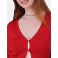 thumbnail image 4 of No Boundaries Ribbed Rhinestone Cardigan, Women’s and Women’s Plus, 4 of 5