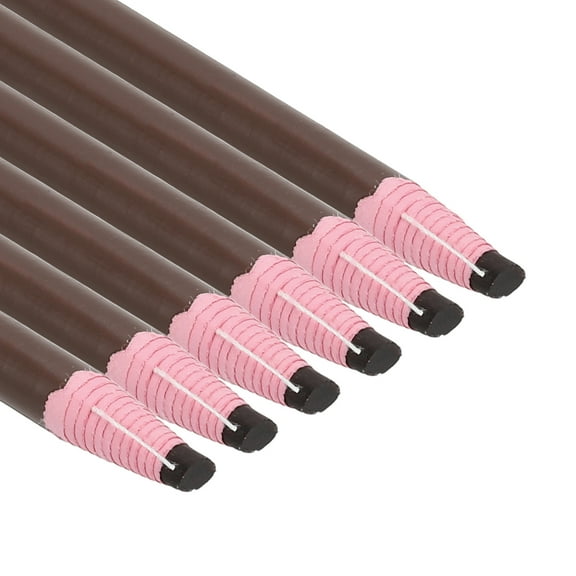 Uxcell Peel-Off China Markers, 6 Pack Grease Wax Pencils Wood for Glass Garments Drawing Film Paper Vinyl Metal, Brown